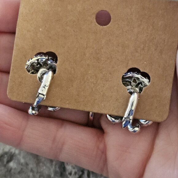 VTG Coro Silver Tone Clip On Earrings Pink AB Stones Aurora Borealis Mod 1960s - Picture 11 of 14